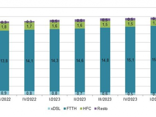 Evolución de las líneas de banda ancha fija por tecnología (millones)  
